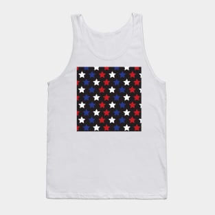 Stars Blue Red White On Black Tank Top